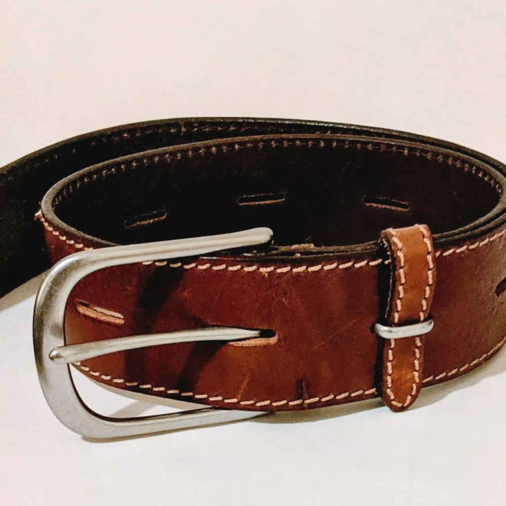 *BANANA REPUBLIC* 166434 Sz Small Wide Brown Tan Italian Leather Boho Retro Belt